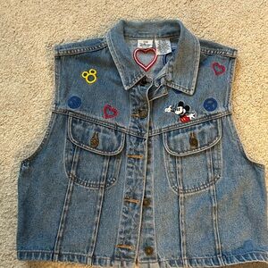 Retro Disney Embroidered Denim Vest